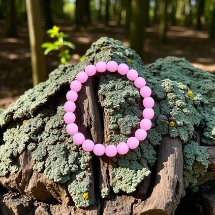 Náramek skleněné perle BONDELI - soft magenta