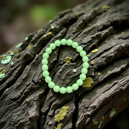 Náramek skleněné perle BONDELI - soft lime