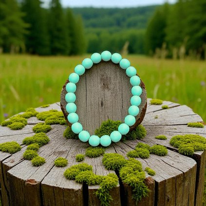 Náramek skleněné perle BONDELI - soft turquoise