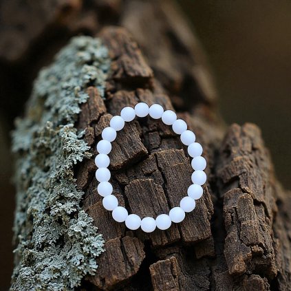 Náramek skleněné perle - white