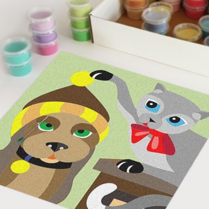 Pejsek a kočička (Velikost 30x30cm)