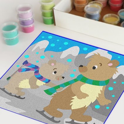 Medvídci na bruslích (Velikost 30x30cm)