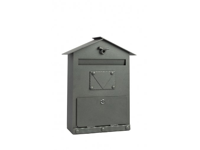 Kovaná poštovní schránka se šikmou stříškou  450x300x100 mm