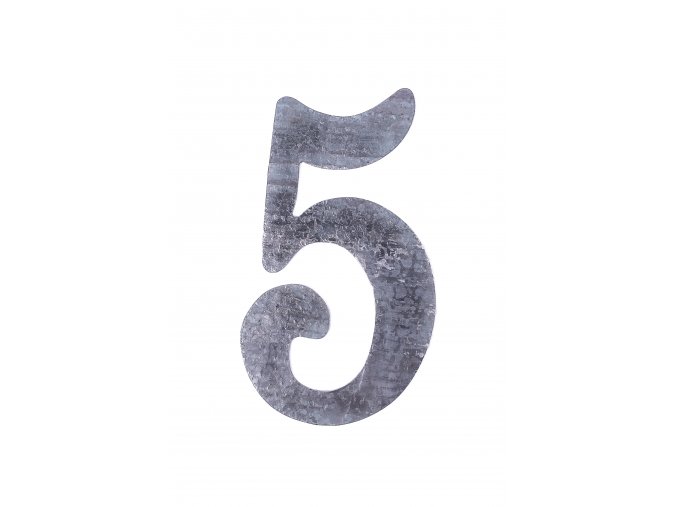 Domovní číslo 5  pokované, velikost  210 mm, tl. 4 mm