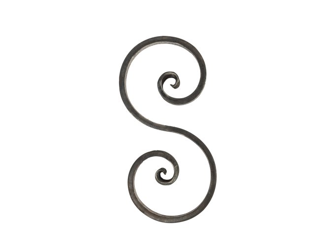 Prvek ve tvaru S -  kovaný 16x8 mm, 250x120 mm