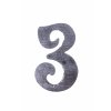 Domovní číslo 3  pokované, velikost  210 mm, tl. 4 mm