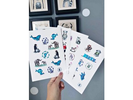 Samolepky - zvířata - 4 varianty  Vhodné také do Bullet Journal