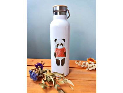 Termoláhev Panda s červeným trikem s bambusovým víčkem 500/750 ml  Novinka