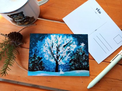 Zimní pohlednice Strom + obálka