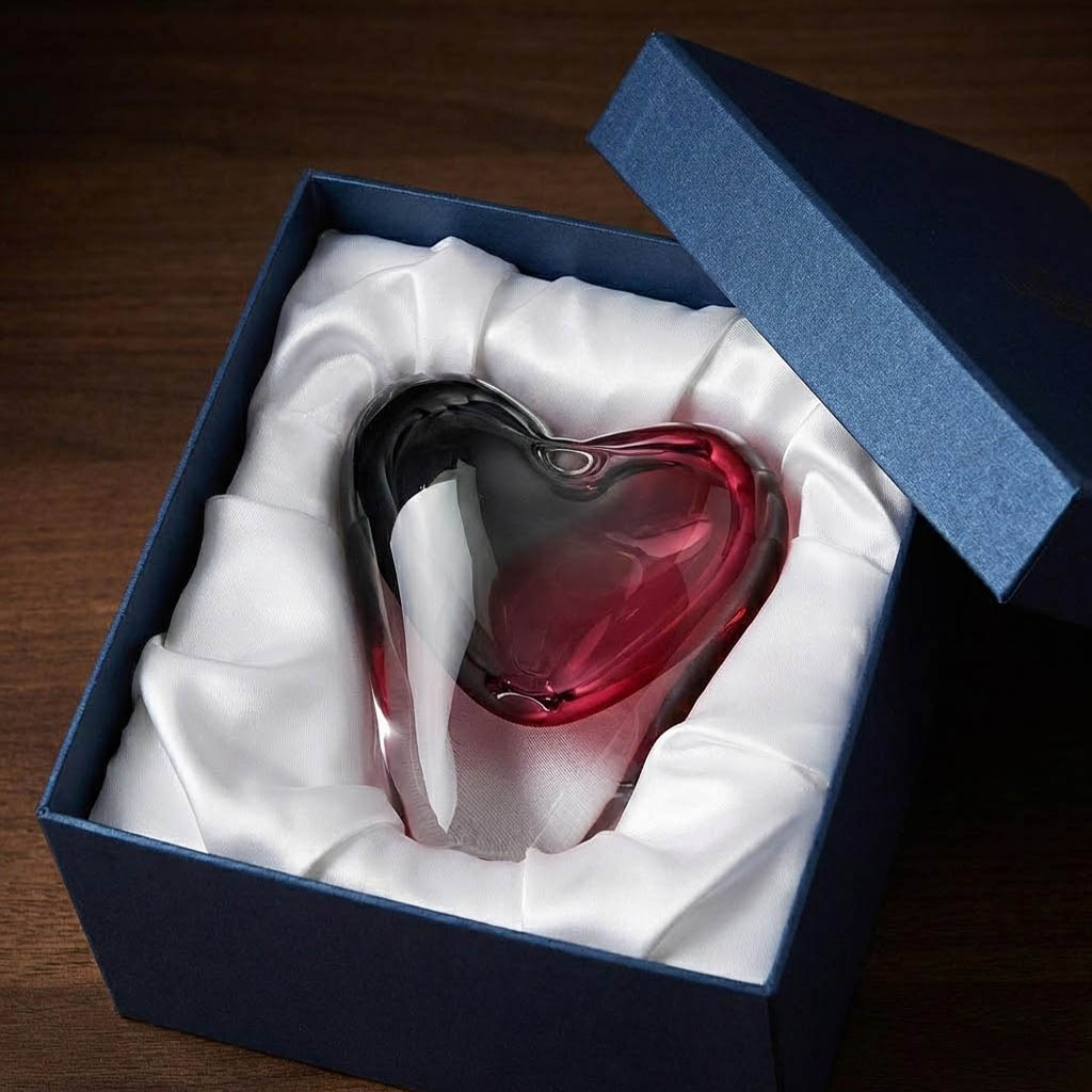 Skleněné srdce v dárkové krabičce