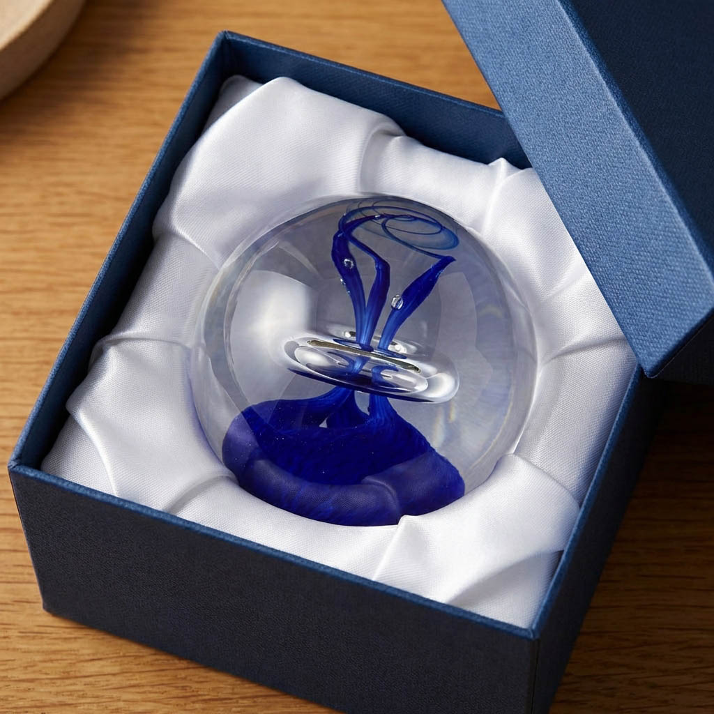 Skleněné těžítko s barevným motivem v luxusní dárkové krabičce