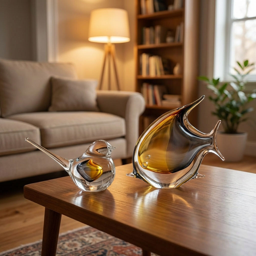 Ručně tvarované skleněné figury zvířat