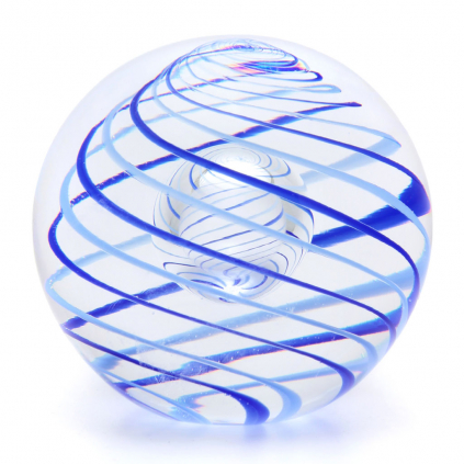Skleněné těžítko koule, dekor 01, modrá a modrá světlá