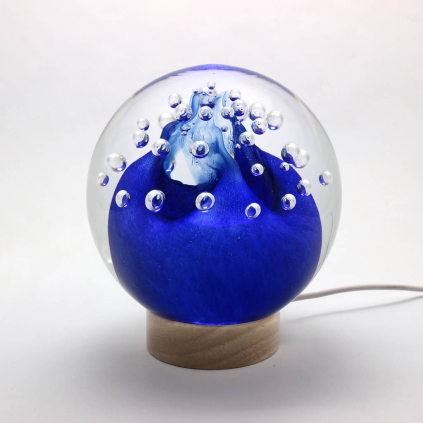 Skleněná lampa - těžítko, modrá