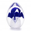 Skleněné těžítko vajíčko, dekor 04, modrá