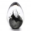 Skleněné těžítko vajíčko, dekor 02, kouřově černá