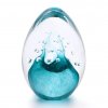 Skleněné těžítko vajíčko, dekor 02, tyrkysová