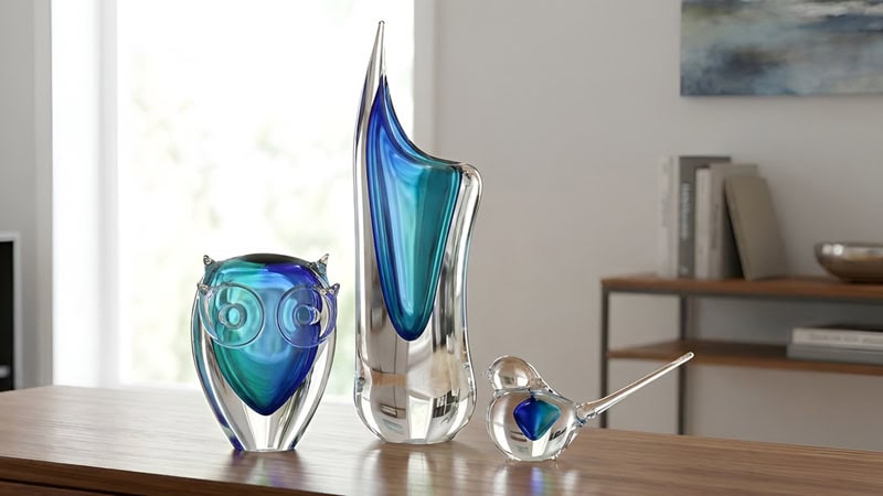 Handgefertigte blaue Glasvase von Artcristal Bohemia