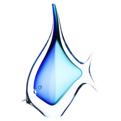 Glasskulptur von Tieren, Glasfigur  Fisch TF AQUA - Blau und Türkis