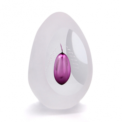 Briefbeschwerer Dreifach Geschliffen aus Glas Eiform Dekor 05, Amethyst Rot