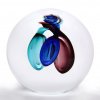 Briefbeschwerer Glaskugel Dekor 06, Blau / Türkis / Weinrot