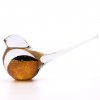 Glasskulptur von Tieren, Glasfigur  Vogel, Goldener Topas / Schwarz