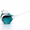Glasskulptur von Tieren, Glasfigur  Vogel, Türkis / Schwarz