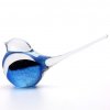 Glasskulptur von Tieren, Glasfigur  Vogel, Hellblau / Schwarz