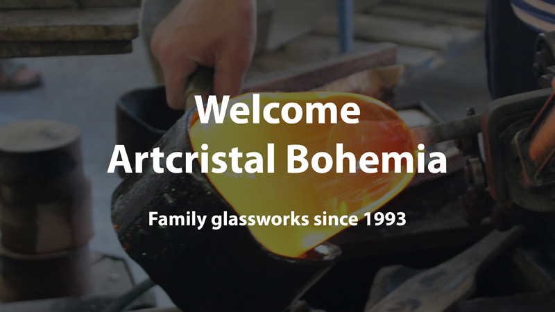 Close-up of handmade glass production in the Artcristal Bohemia glassworks