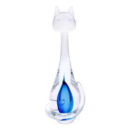 Glass Cat Figurine, AQUA - Blue and turquoise