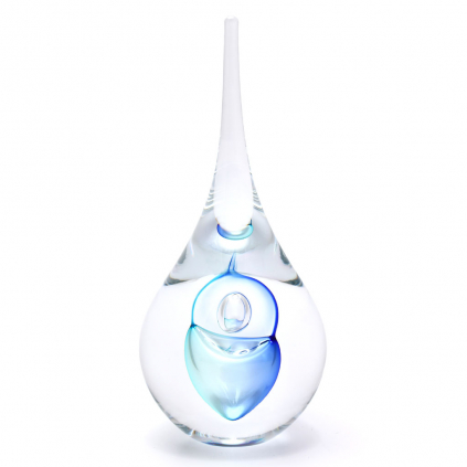 Glass Paperweight Drop Shape Decor 07, Blue / Turquoise