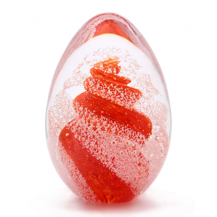 Glass Paperweight Egg Shape Decor 09, Red