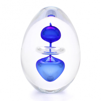 Glass Paperweight Egg Shape Decor 08, Blue