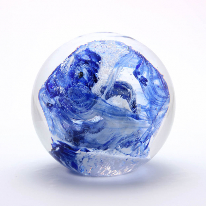 Glass Paperweight Coloured - Blue / White