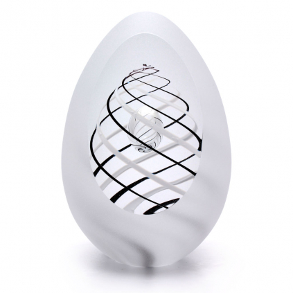 Cut Glass Paperweight Egg Shape Decor 01, White / Black