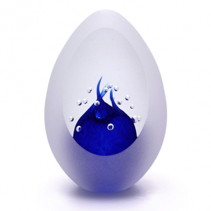 Cut Glass Paperweight Egg Shape Decor 02, Blue