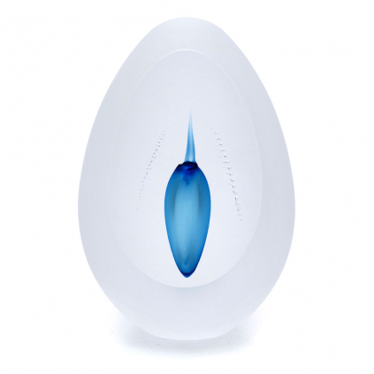 Cut Glass Paperweight Egg Shape Decor 05, Light blue