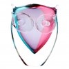 Glass Owl Figurine, FLOWER - Pink and turquoise
