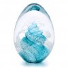 Glass Paperweight Egg Shape Decor 09, Turquoise
