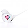 Glass Bird Figurine, FLOWER - Pink and turquoise
