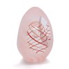 Thrice Cut Glass Paperweight Egg Shape Decor 01, Red / Orange