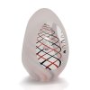 Thrice Cut Glass Paperweight Egg Shape Decor 01, Red / Black