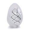 Thrice Cut Glass Paperweight Egg Shape Decor 01, White / Black