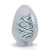 Thrice Cut Glass Paperweight Egg Shape Decor 01, Blue / Light green