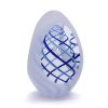 Thrice Cut Glass Paperweight Egg Shape Decor 01, Blue / Light blue