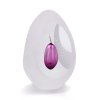 Thrice Cut Glass Paperweight Egg Shape Decor 05, Amethyst Red