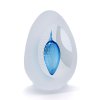 Thrice Cut Glass Paperweight Egg Shape Decor 05, Light Blue