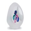 Thrice Cut Glass Paperweight Egg Shape Decor 06, Blue / Pink / Turquoise