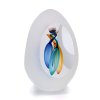 Thrice Cut Glass Paperweight Egg Shape Decor 06, Blue / Turquoise / Gold topaz