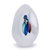 Thrice Cut Glass Paperweight Egg Shape Decor 06, Blue / Turquoise / Violet